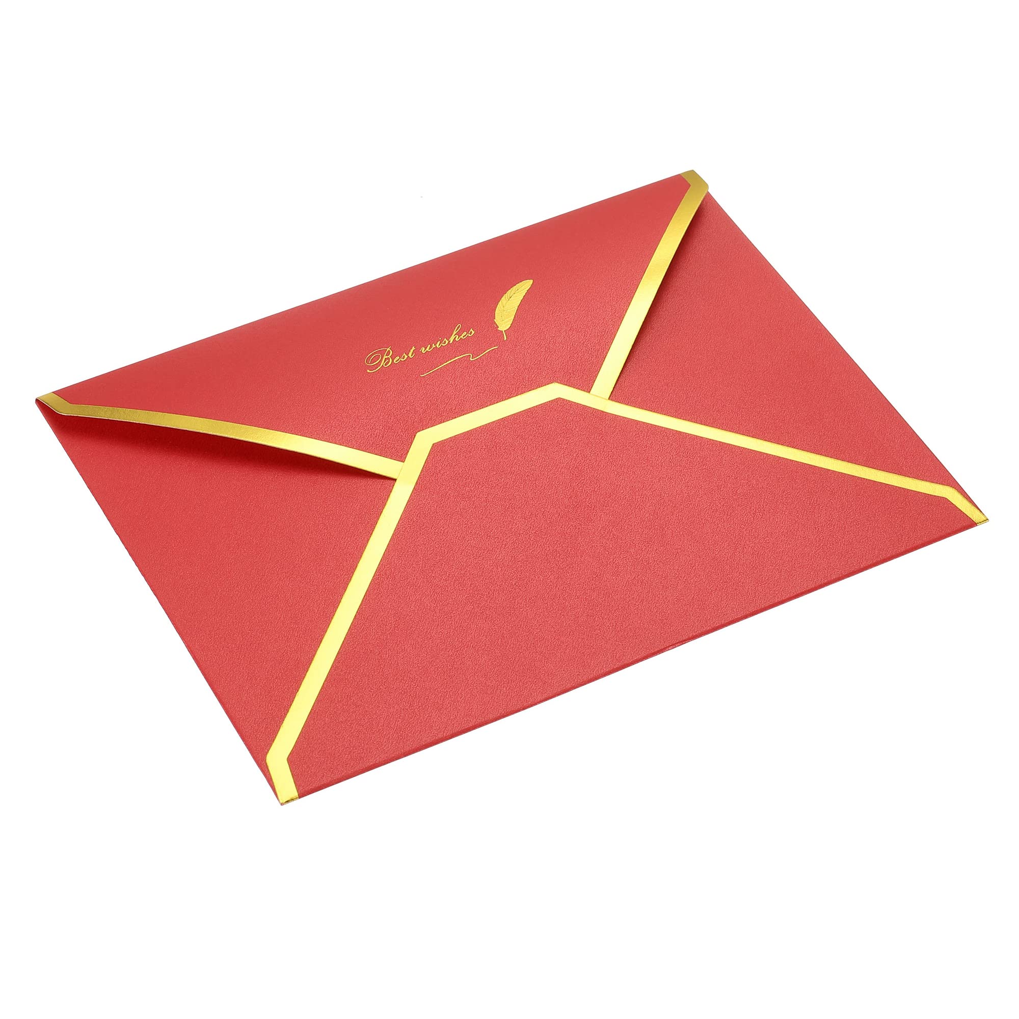 Sourcing Map Enveloppes B6 Rouges Bord Doré 13x18 cm Lot de 20