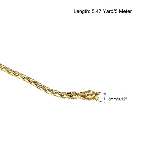 sourcing map cordon cuir PU tressé doré 5m