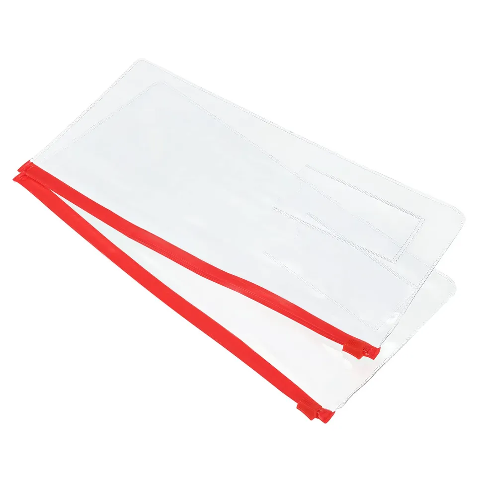 sourcing map A6 pochette plastique zippée rouge lot de 10 PVC