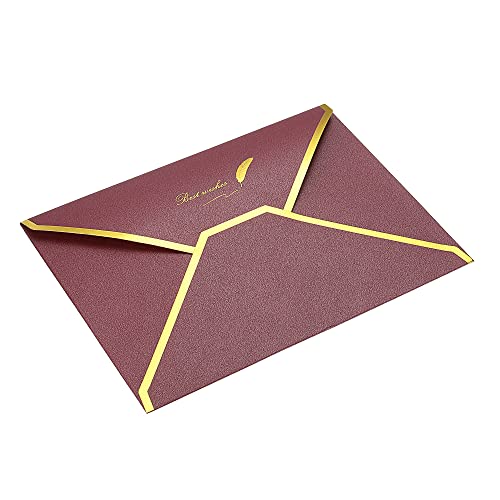 Sourcing Map Enveloppe B6 Rabat V 10 pcs Vin Rouge Doré