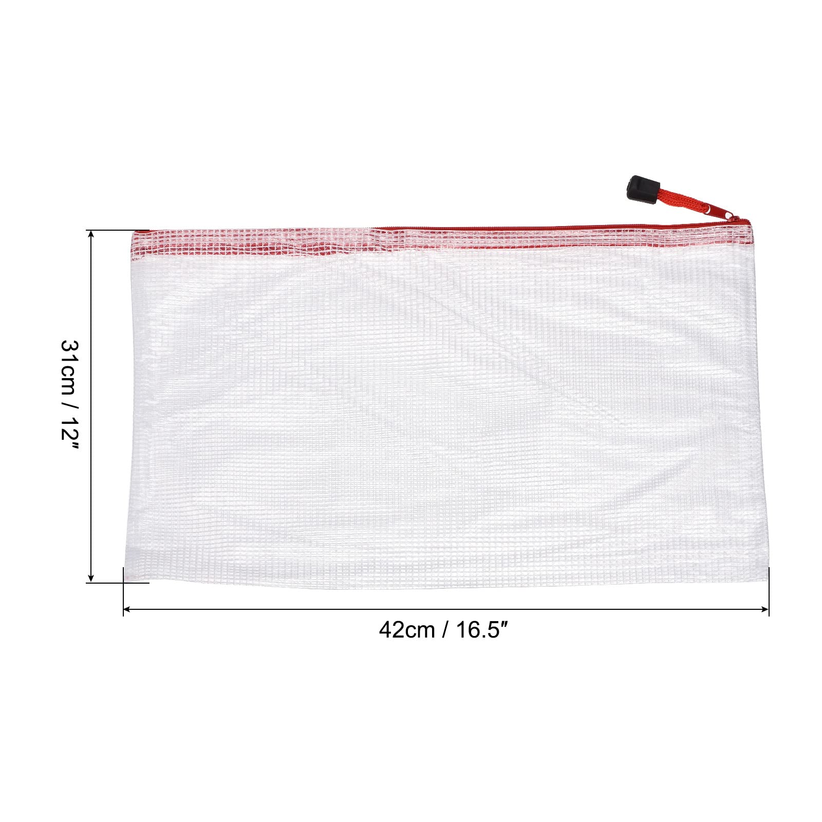 Sourcing Map pochette zip A3 rouge mesh lot 3 PVC
