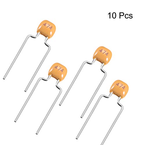 sourcing map Industrial condensateur céramique 0.47uF 50V lot 10 jaune