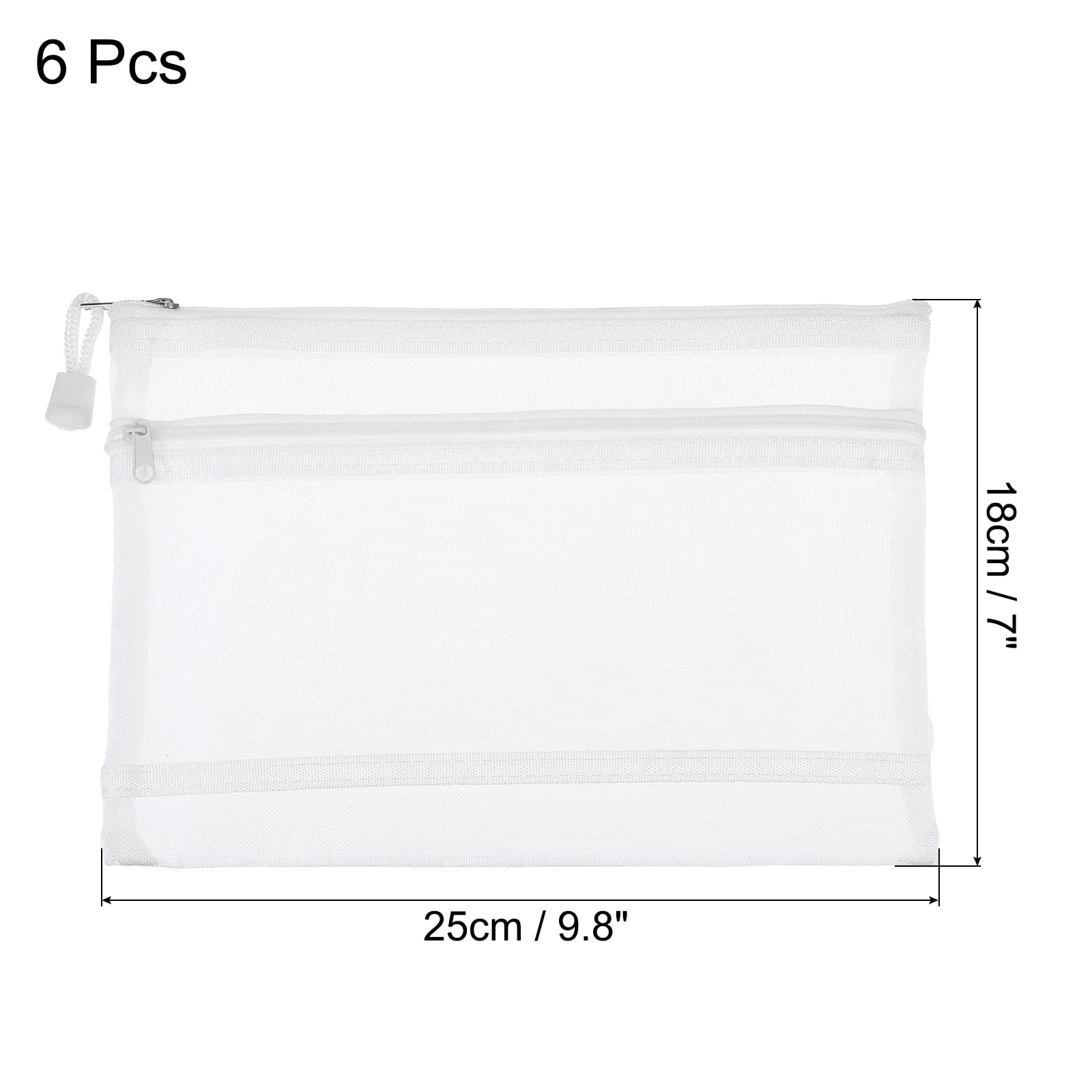 sourcing map pochette maille zippée A5 blanche lot 6 double