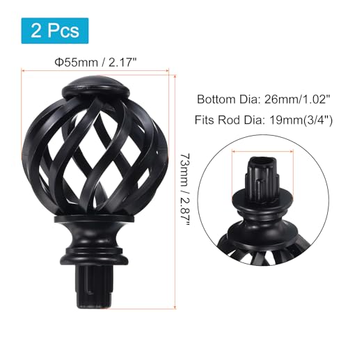 Sourcing Map Embouts Tringle Rideau Noir 2 Pcs 19mm