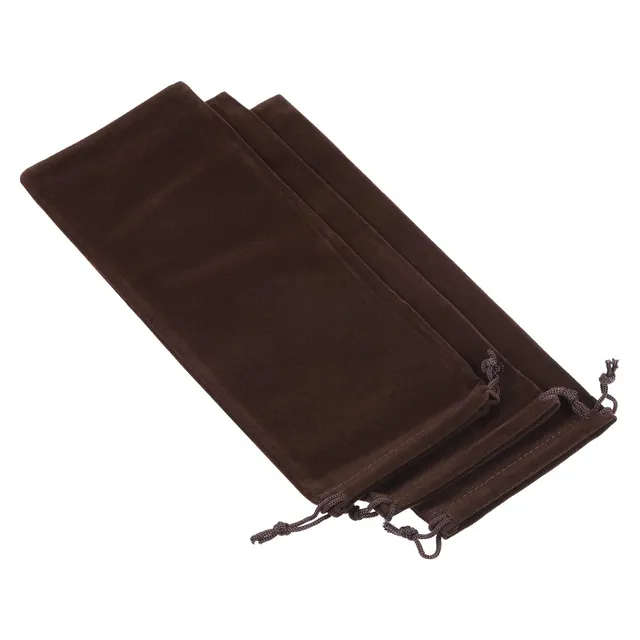 sourcing map pochette lunettes microfibre marron 25x10cm lot 3