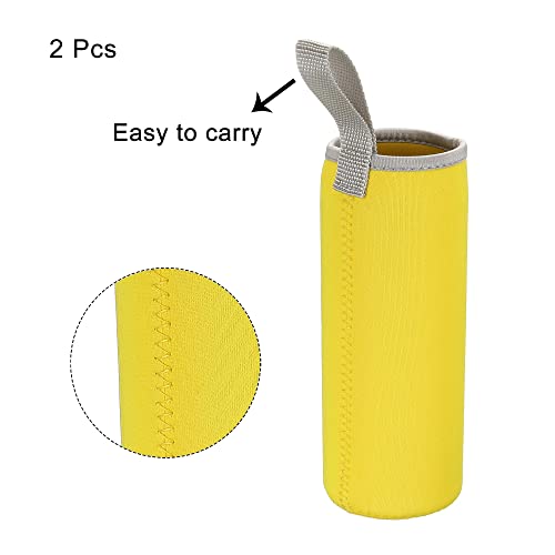 Sourcing Map Housse bouteille néoprène 500ml jaune lot 2 isotherme