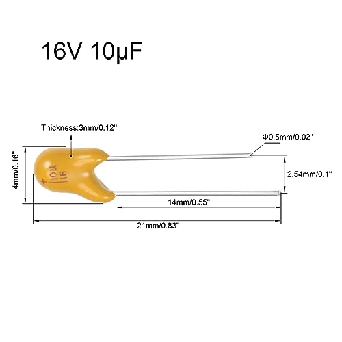 Sourcing Map 10uF 16V condensateur tantale jaune 10 pcs