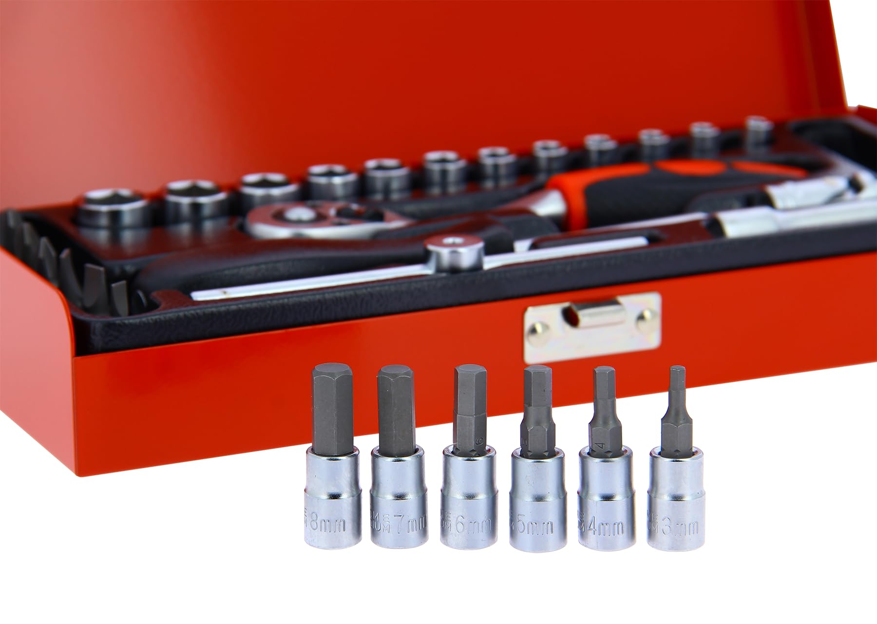 PRECISION STEEL Outillage à main coffret cliquet douilles 1/4" 29 pièces