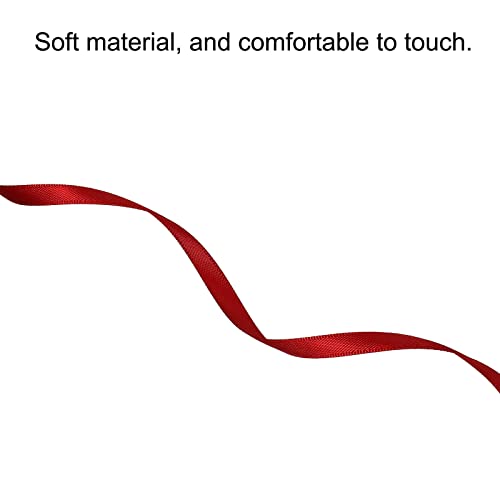 sourcing map Ruban Satin Vin Rouge 7mmx91,4m Rouleau