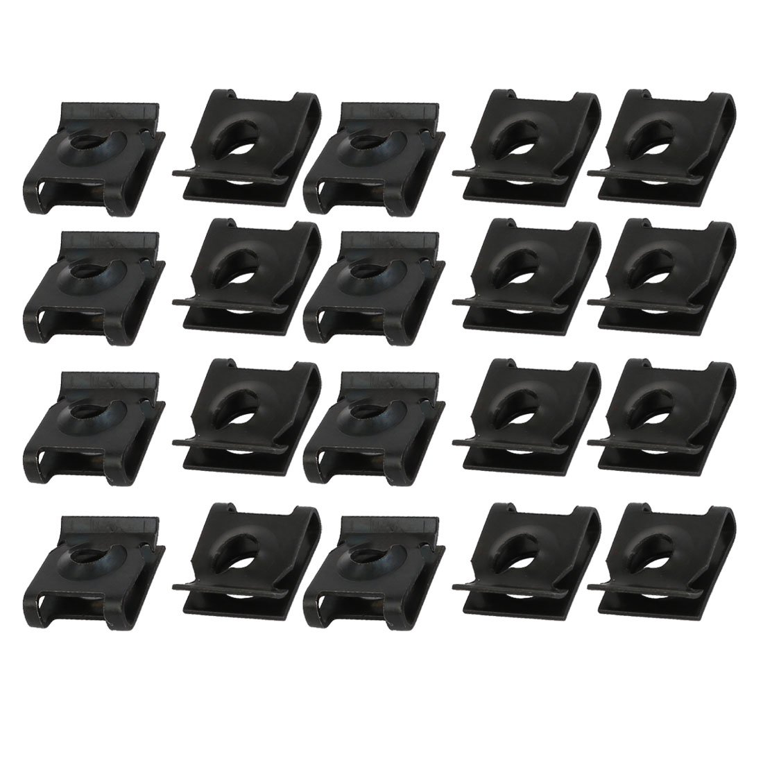 sourcing map Automotive clips écrou U M5 20 pièces noir