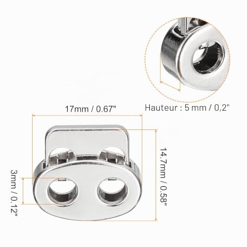 Sourcing Map Home & Garden arrêt cordon 17x14,7mm argent 10 pcs