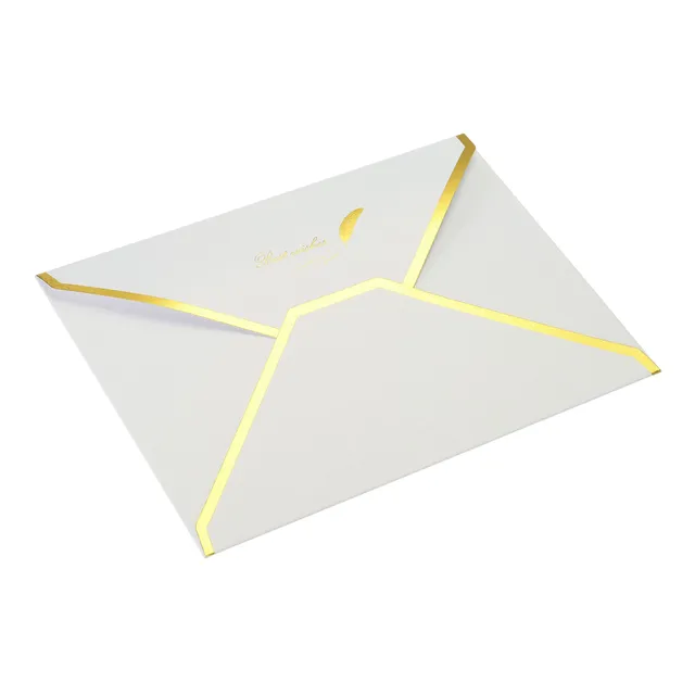 sourcing map Enveloppe B6 blanche bord doré lot de 20 invitation