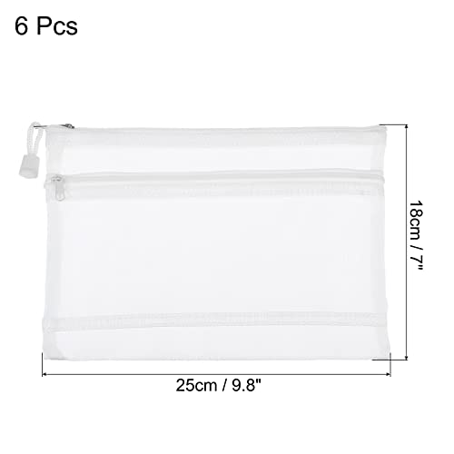 sourcing map pochette maille zippée A5 blanche lot 6 double