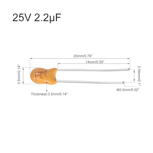 sourcing map 2,2uF 25V condensateur tantale 10 pièces radial