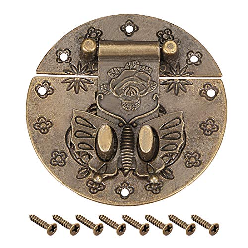 Sourcing Map fermoir loquet bronze vintage boite bois 73mm