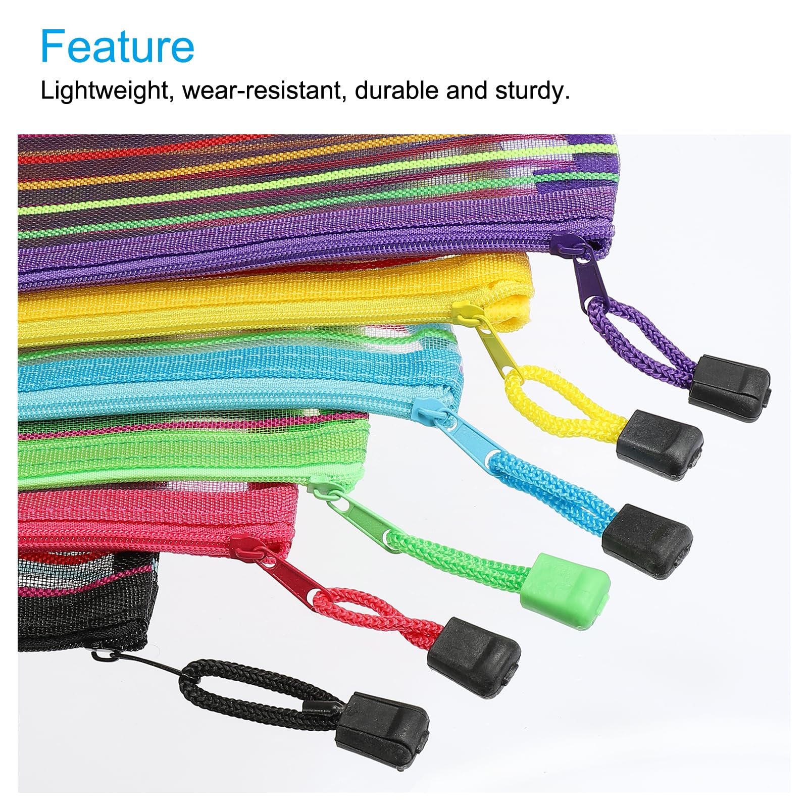sourcing map B6 pochette maille zippée multicolore lot de 10 nylon