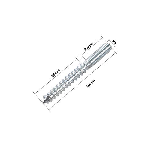 Sourcing Map Home & Garden Vis Double Filetage M6 60mm Acier 12 pcs