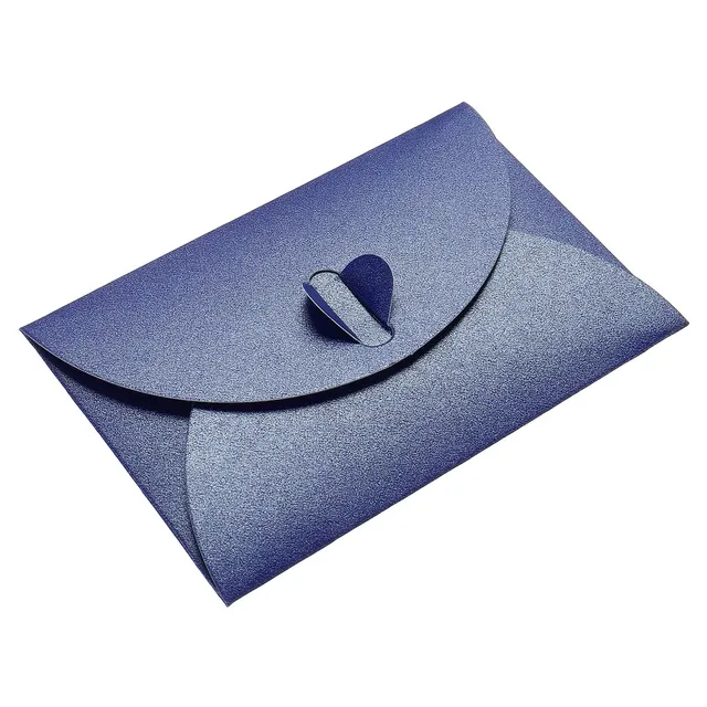 Sourcing Map 24 Mini Enveloppes papier cœur bleu foncé 7x10,5