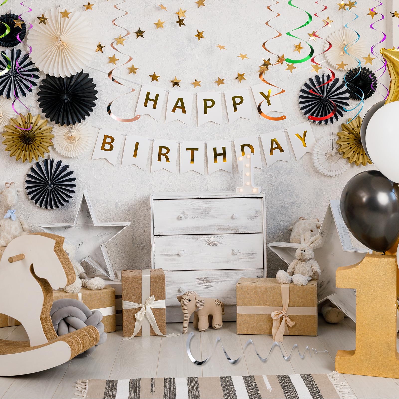 Sourcing Map Décoration Spirale Fête Noir 30 Pcs