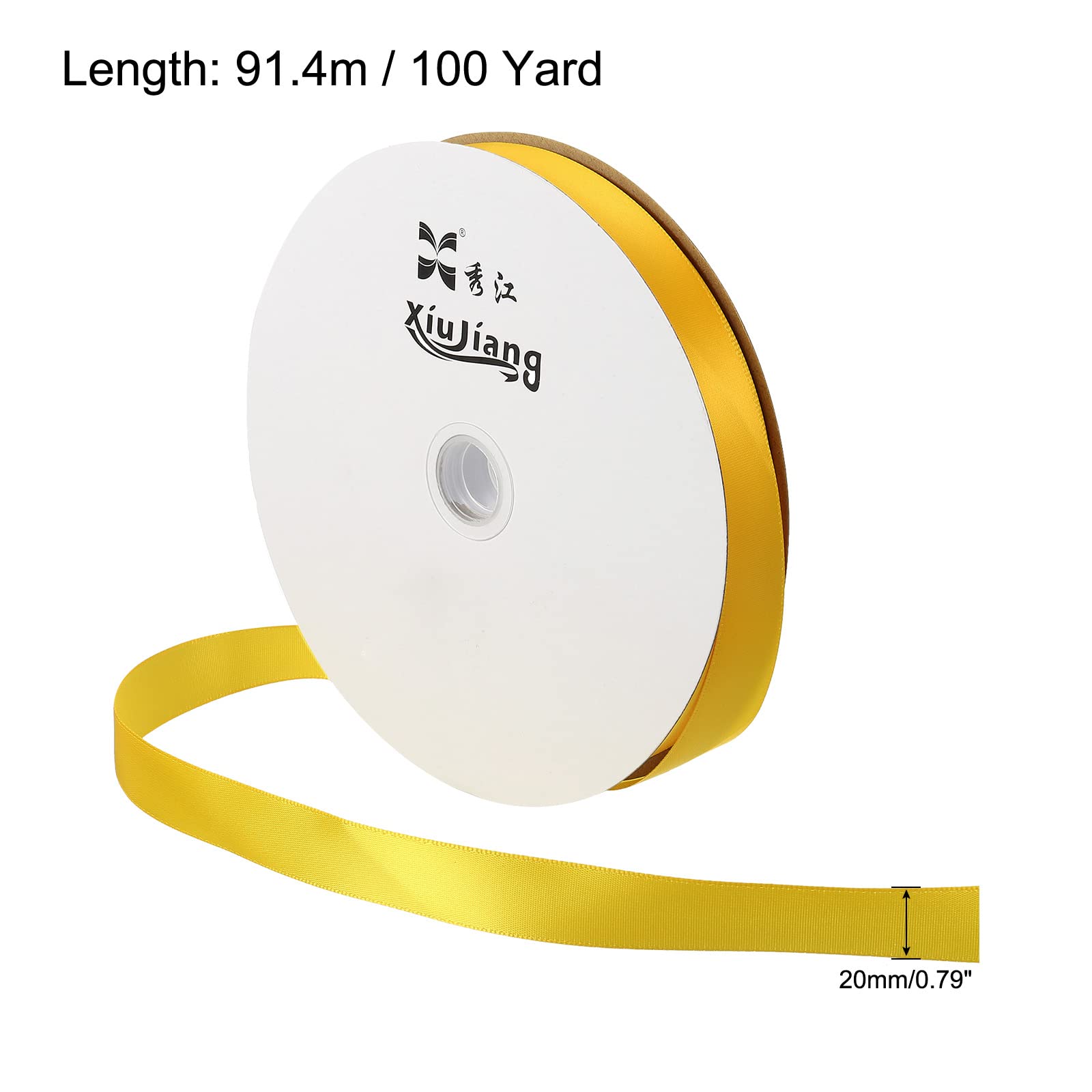 sourcing map Ruban Satin Jaune 20mmx91,4m Rouleau