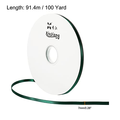 sourcing map Ruban Satin Vert Foncé 7mm x 91,4m Double Face