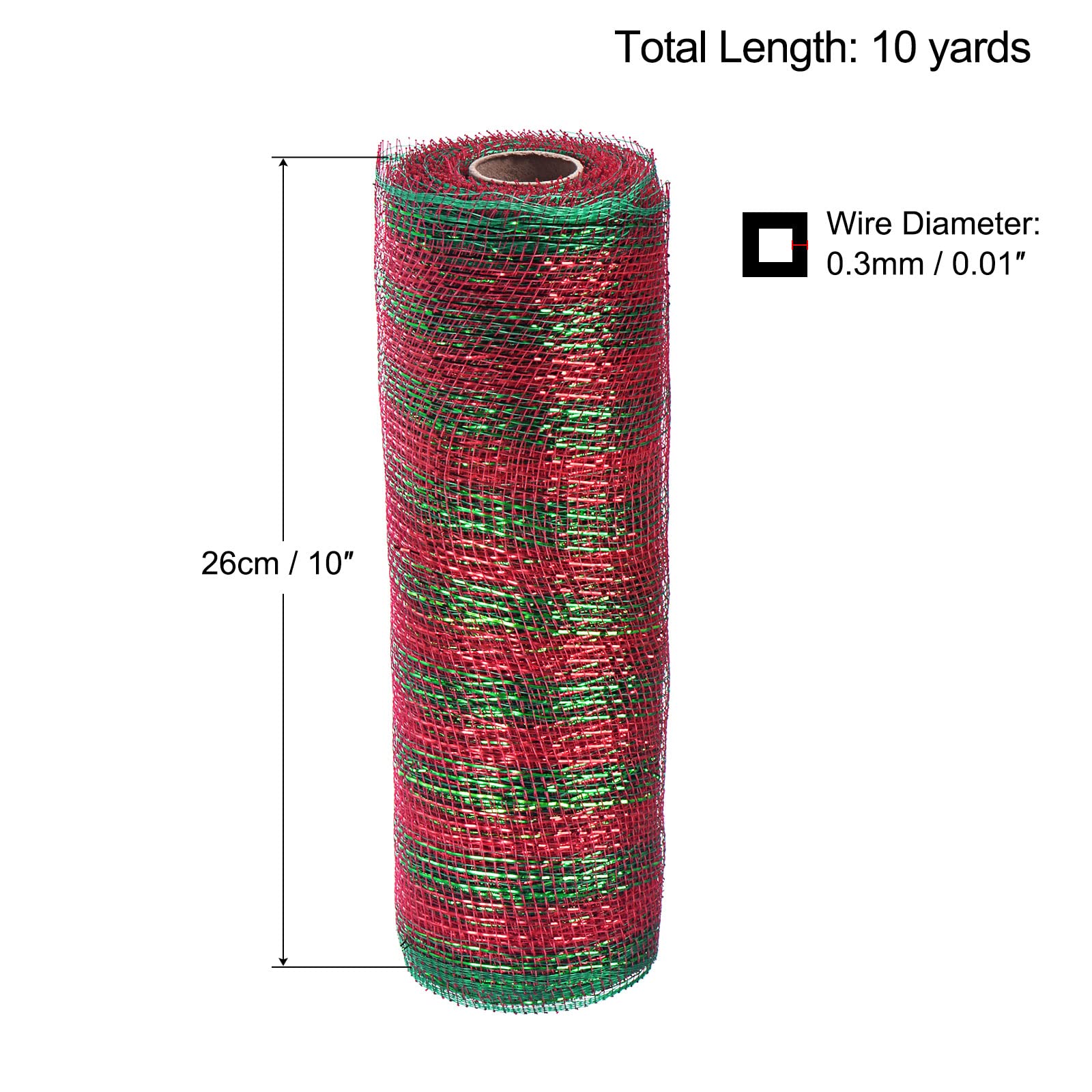 sourcing map Home & Garden maille 10 pouces x 10 yards vert rouge 1 rouleau
