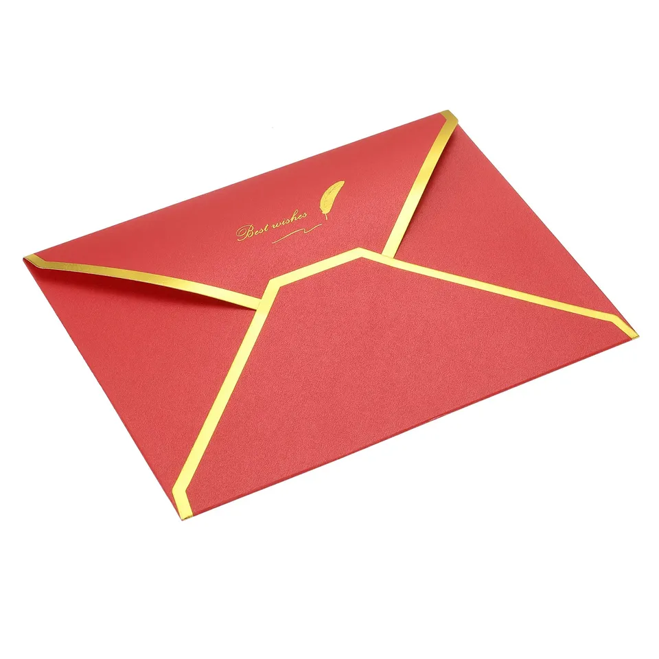 Sourcing Map Enveloppes B6 Rouges Bord Doré 13x18 cm Lot de 20