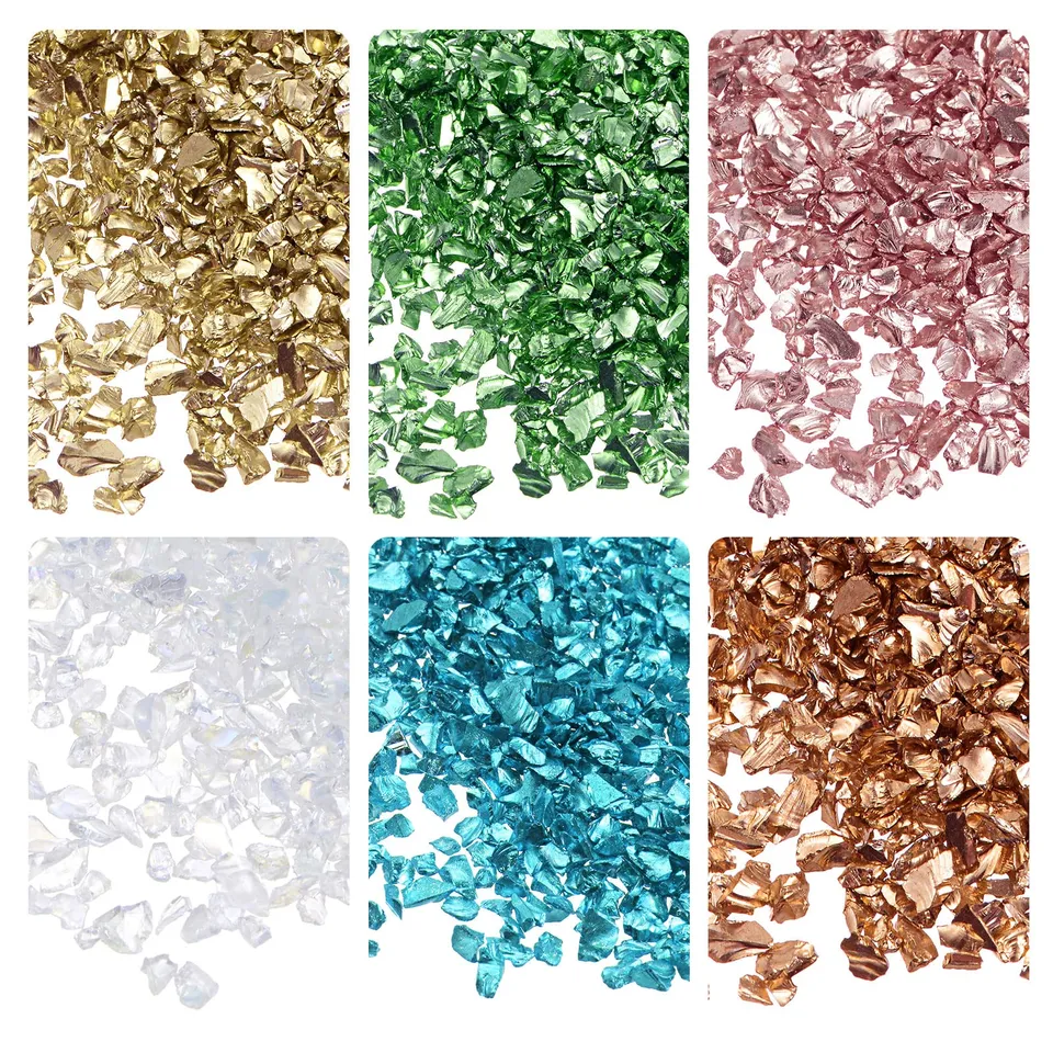 sourcing map Verre concassé déco kaki 1-4 mm 28 g