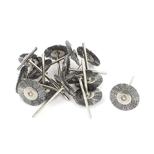 sourcingmap Lot 16 Roues Brosse Métallique Tige 2,3mm 25mm