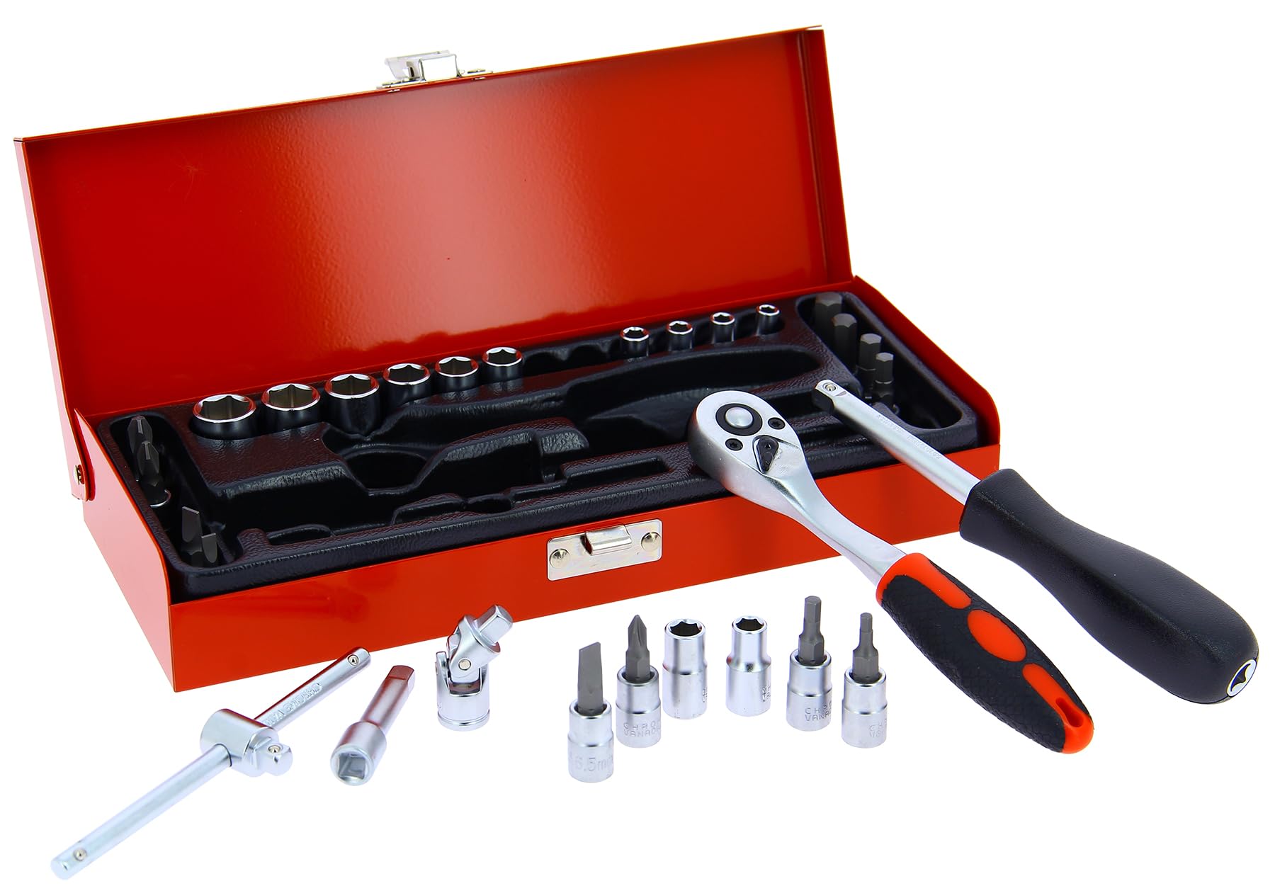 PRECISION STEEL Outillage à main coffret cliquet douilles 1/4" 29 pièces
