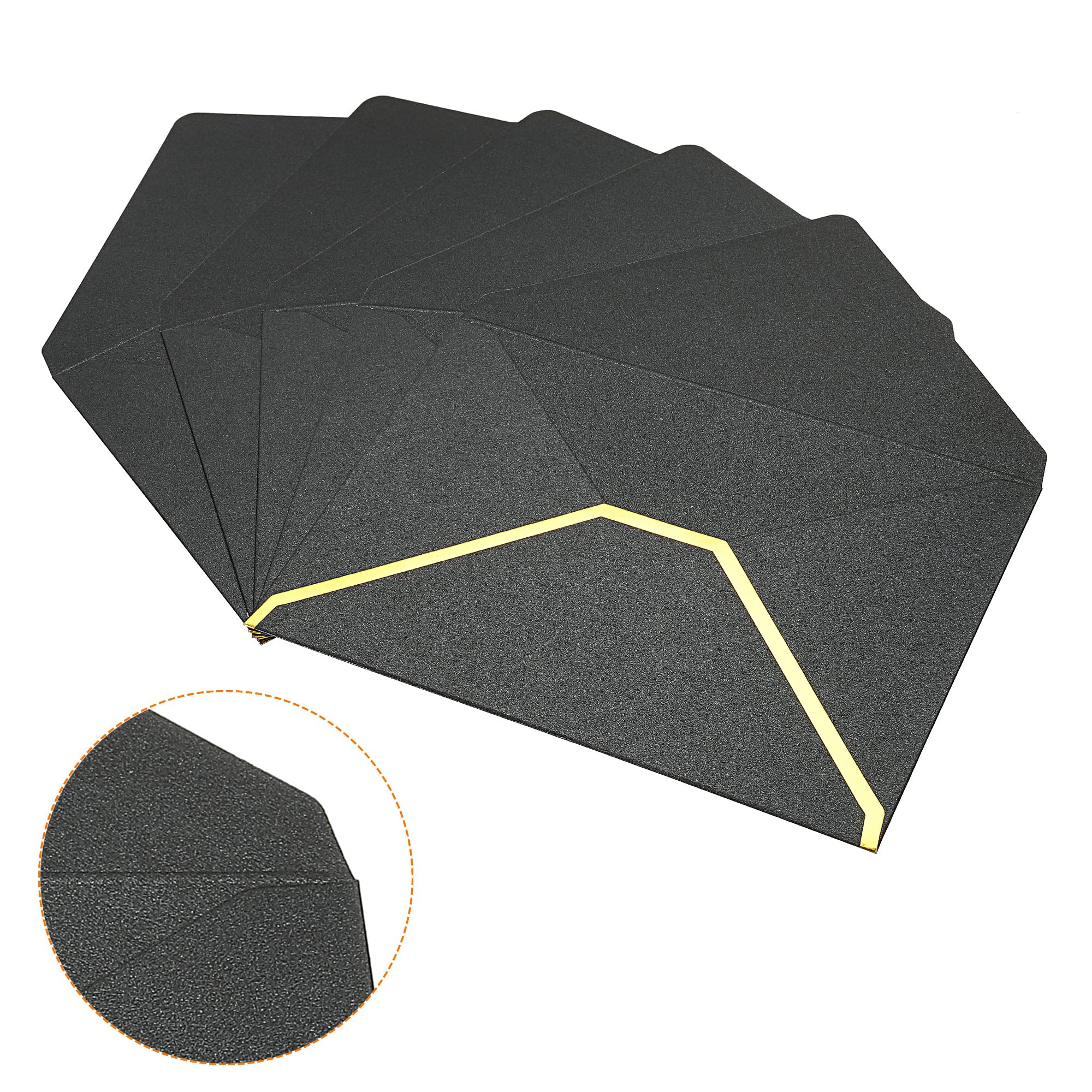 sourcing map Enveloppe B6 noire bord doré lot de 10 invitation