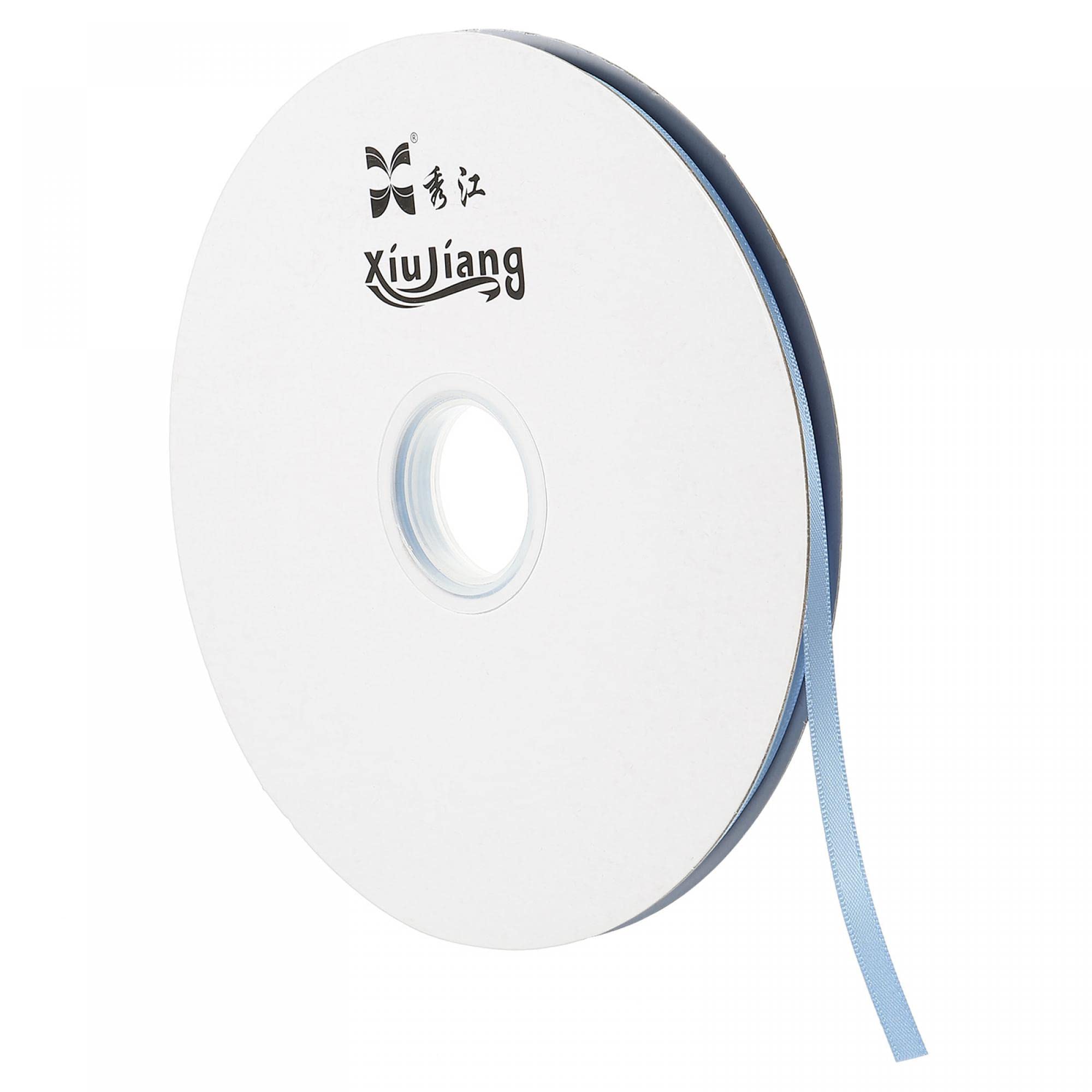 sourcing map Ruban Satin Bleu Ciel 7mm x 91,4m Double Face