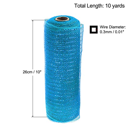 sourcing map Toile jute PP turquoise 26cm x 10 yards clinquant