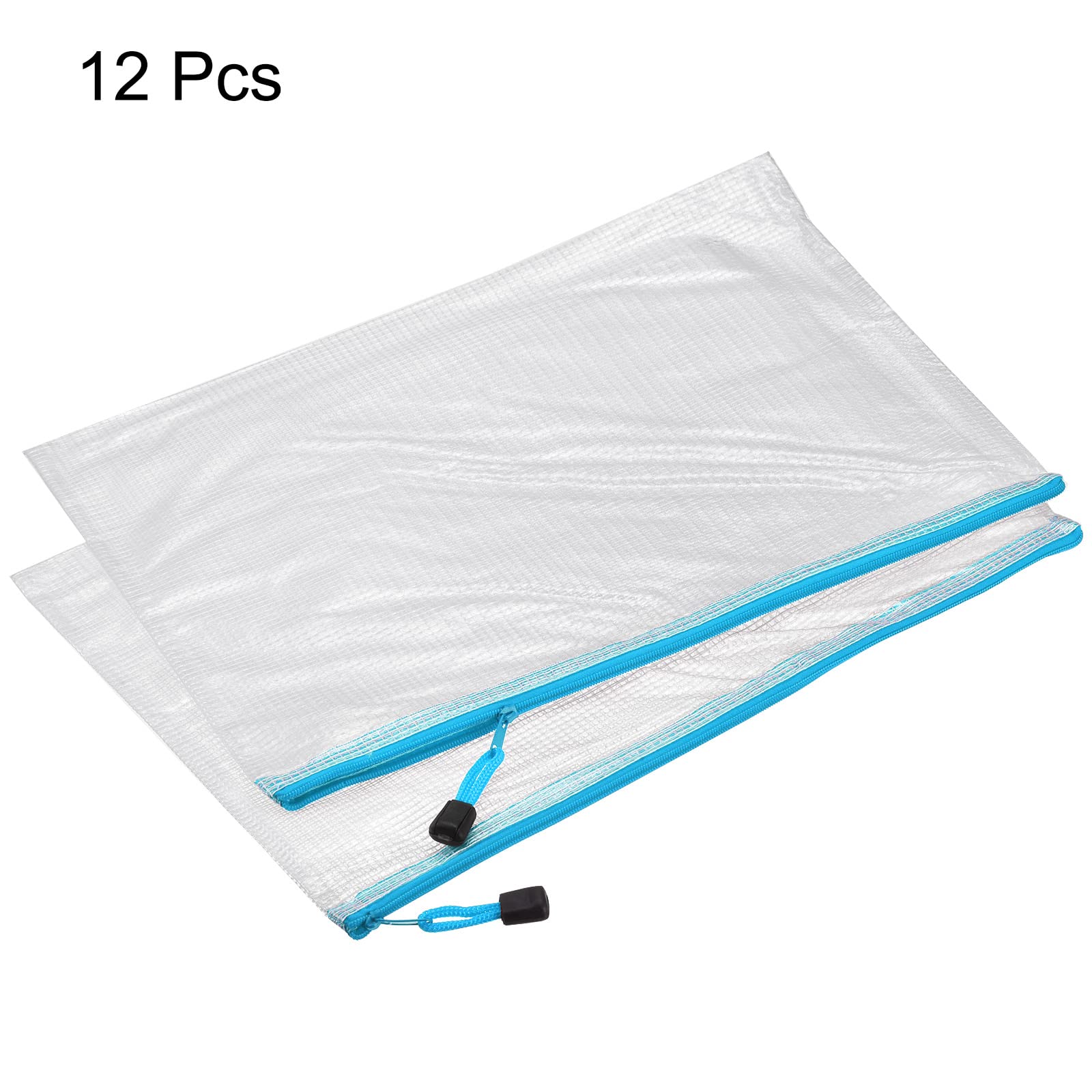 sourcing map A4 pochette zip bleu ciel lot de 12