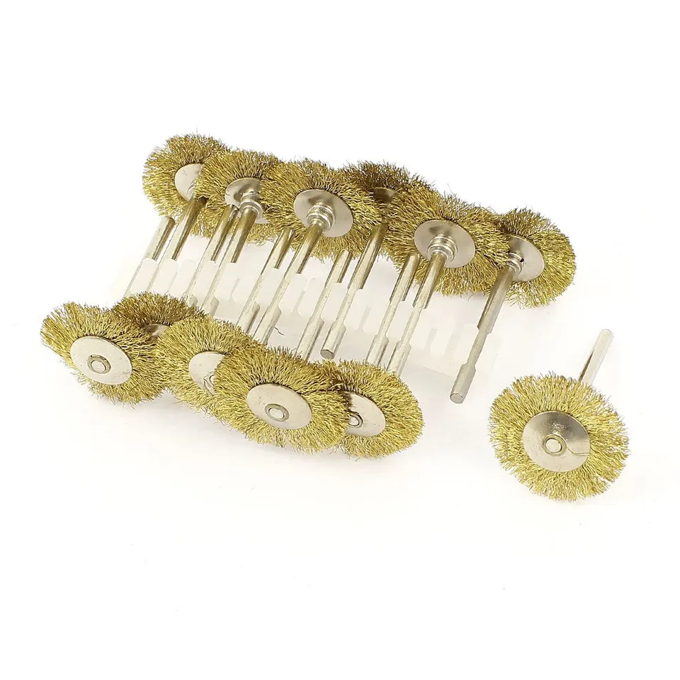 sourcingmap Brosse roue laiton outil rotatif 25mm lot 12