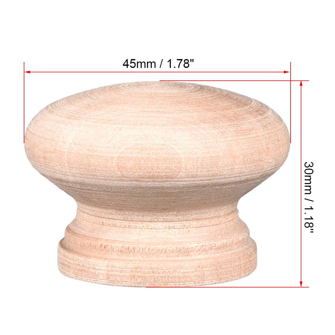 sourcingmap Home Bouton Bois 45mm M4 10pcs Naturel