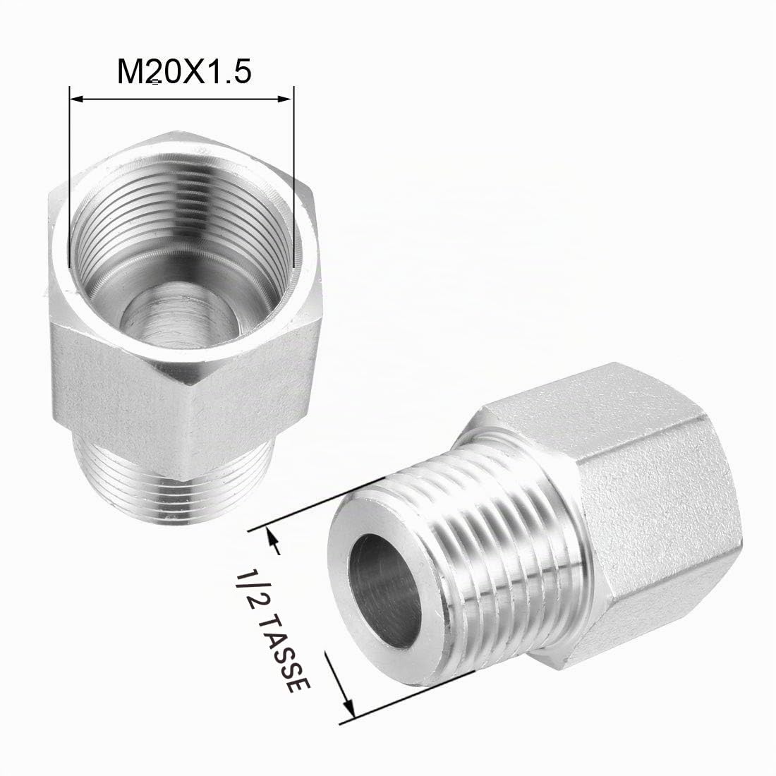sourcing map adaptateur 1/2 NPT M20x1.5 raccord inox
