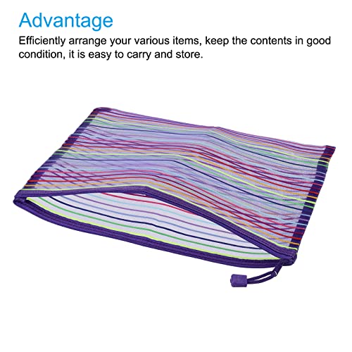 sourcing map pochette maille zippée A4 violet lot 6 nylon