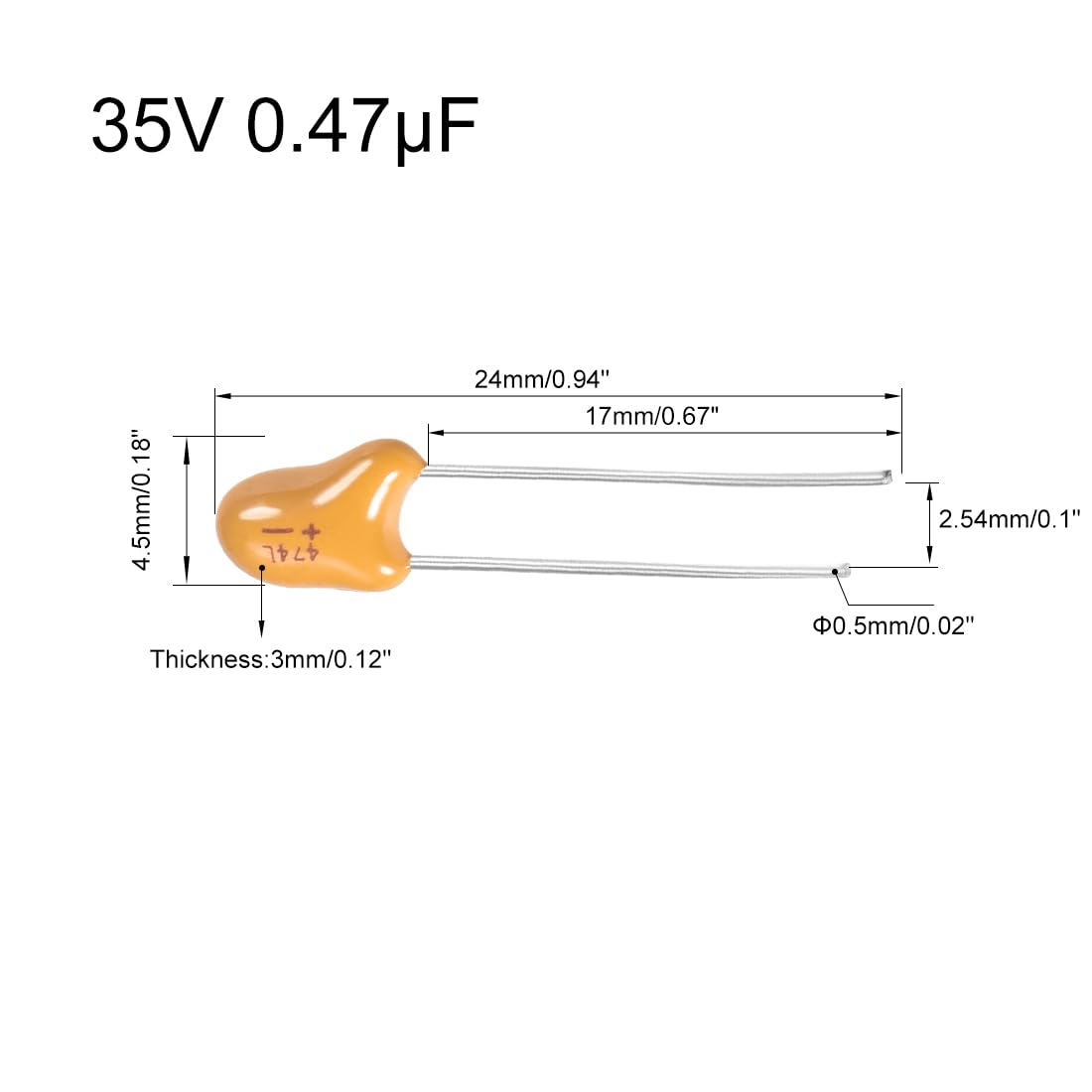 Sourcingmap condensateur tantale 0,47µF 35V lot de 10