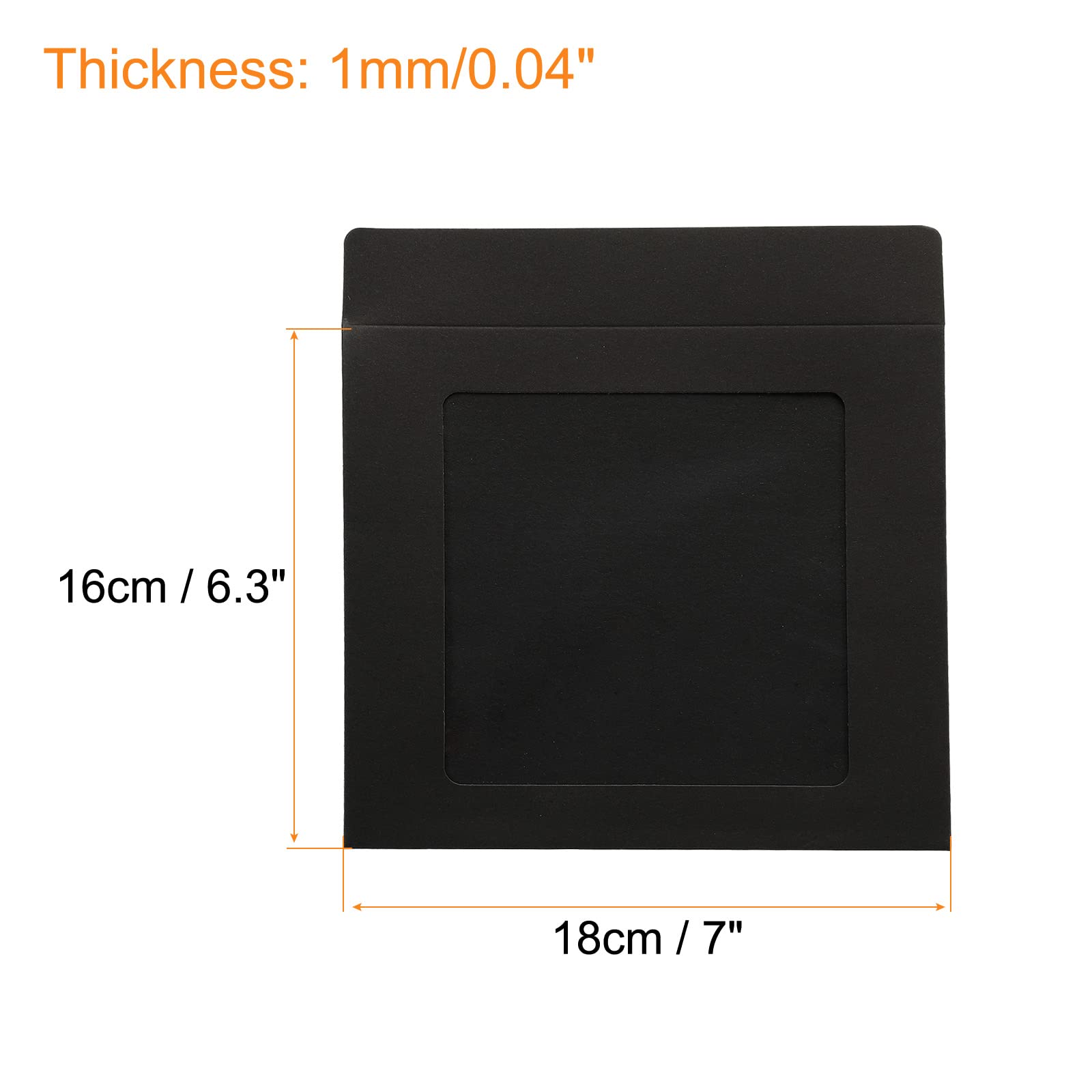Sourcing Map 18x16 Enveloppe Fenêtre Noire Simple Face x10