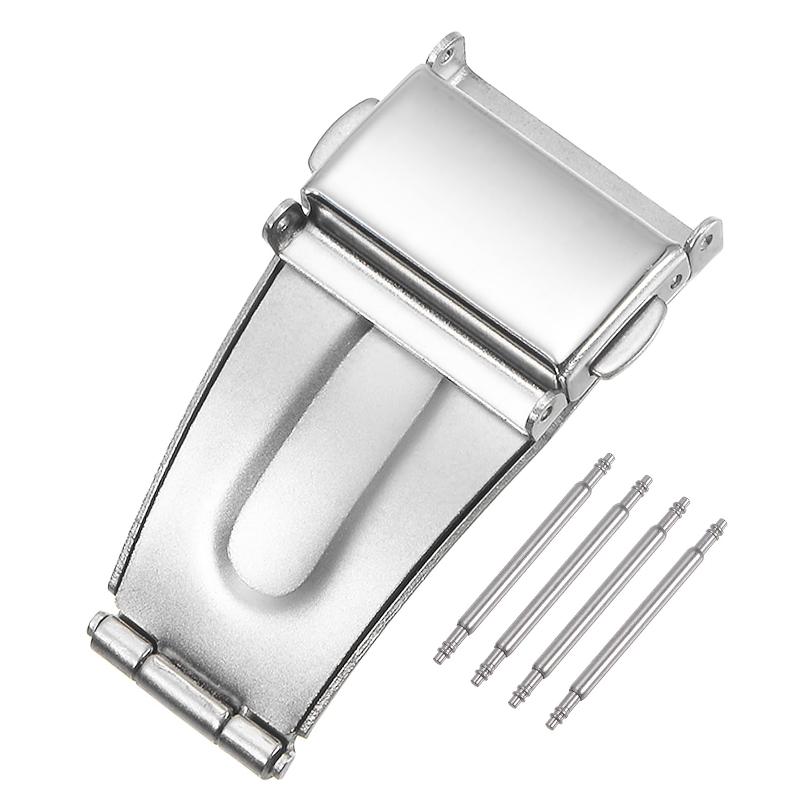 sourcing map fermoir montre déployante 18mm inox argenté