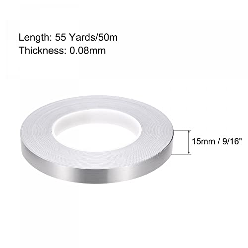 sourcing map Home & Garden ruban adhésif carrelage argenté 15mm x 50m