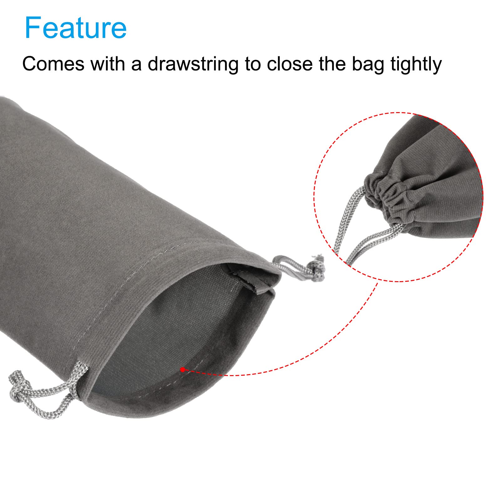 Sourcing Map Pochette Microfibre Cordon 2 pcs Gris 30x15 cm