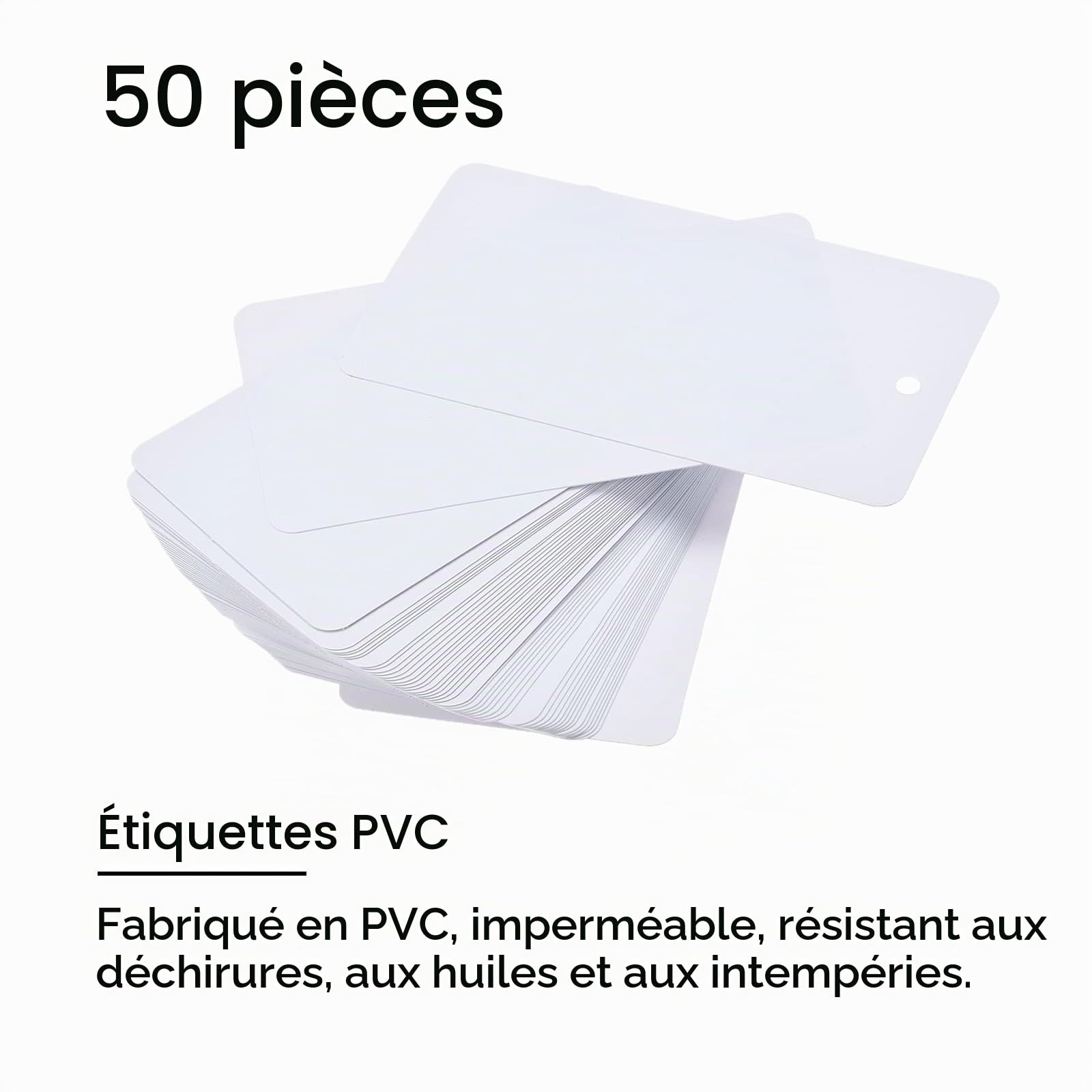 Sourcing Map Étiquettes PVC blanc 50 pcs 50x90 mm imperméables