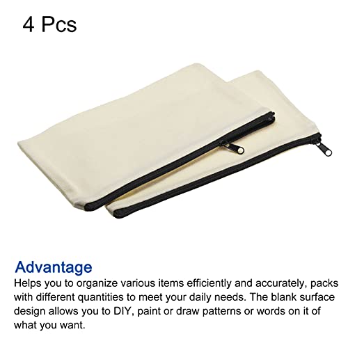 Sourcingmap Office pochette toile zip noire 21x12 cm 4 pcs