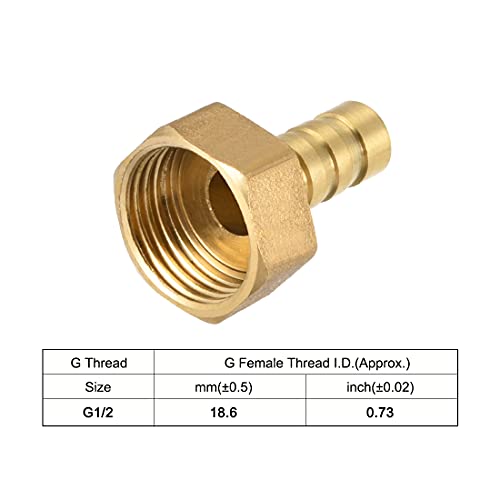 Sourcing Map Industrial Raccord Cannelé Laiton 10mm G1/2 2pcs
