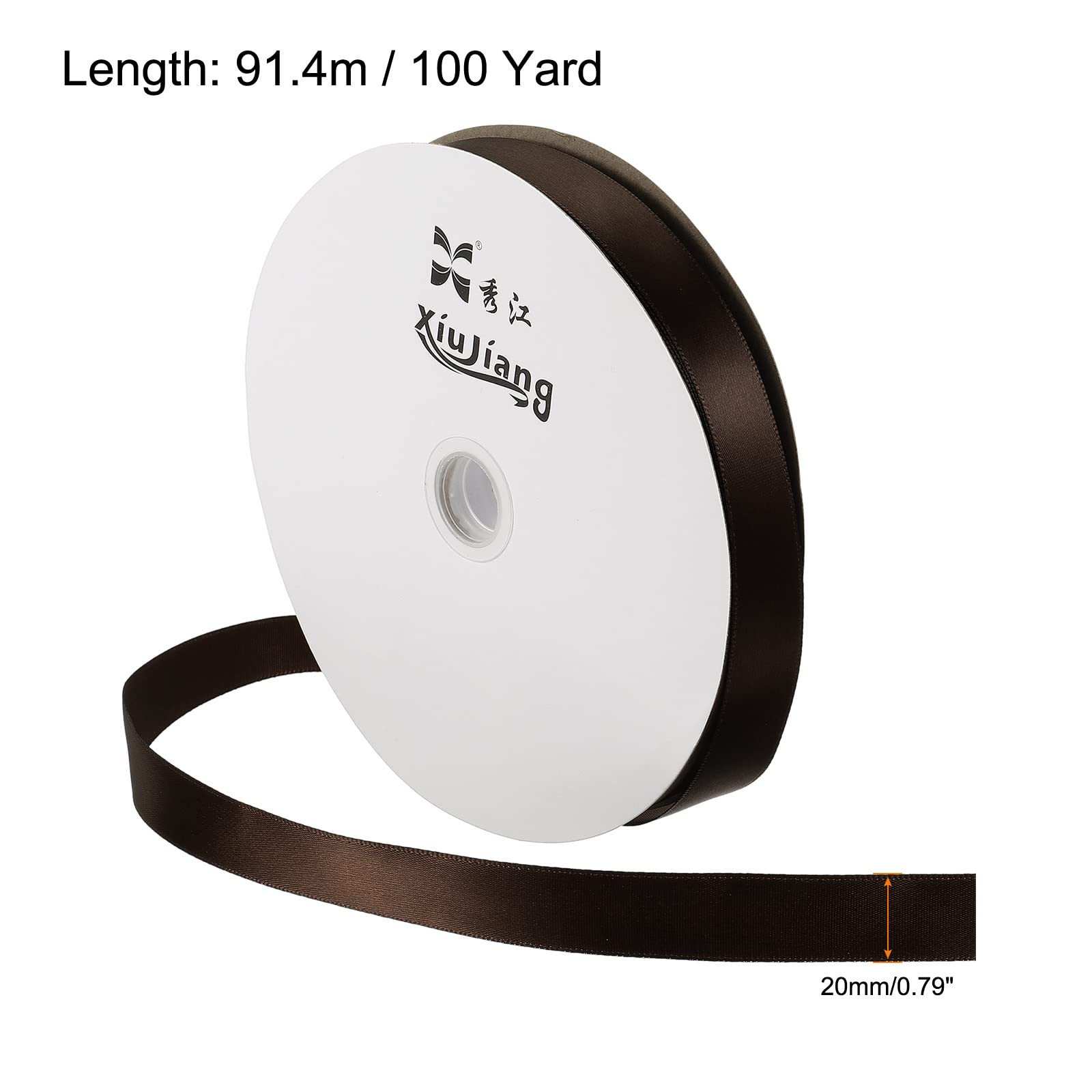 sourcing map ruban satin 20mmx91,4m marron foncé
