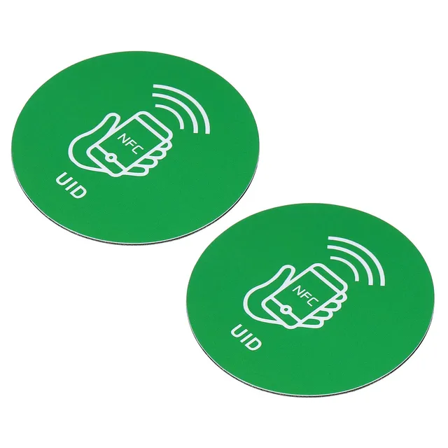 sourcing map Office tag NFC autocollant UID vert 13,56 MHz 2 pcs