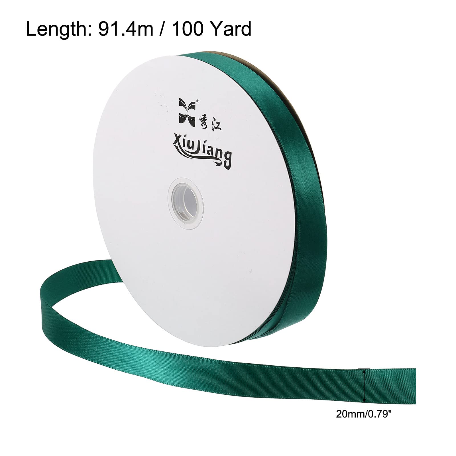 sourcing map ruban satin vert émeraude 20mm 91,4m
