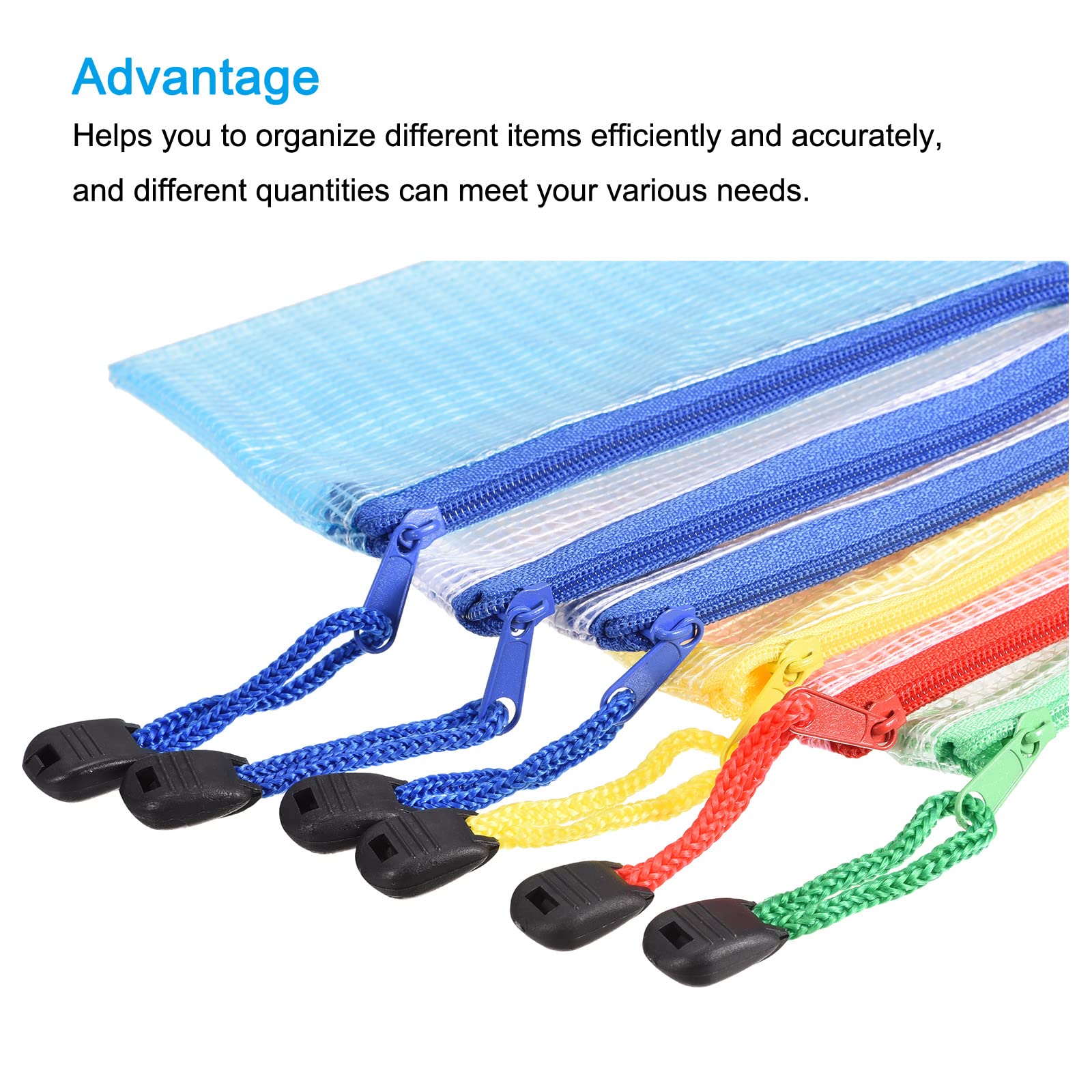 Sourcingmap pochette A4 zip couleurs assorties lot de 6